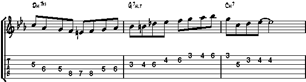escalas de guitarra: exemplo escala alterada 1