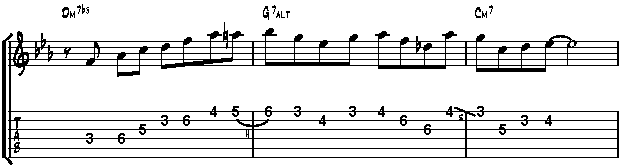 escalas de guitarra: exemplo escala alterada 2