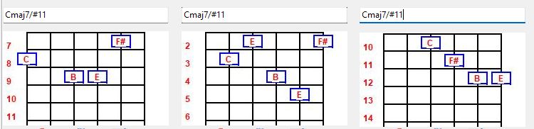 The &quot;Must know chord grips&quot; for jazz guitar players (that are NOT drop 2/3)-cmaj7sharp11s-jpg